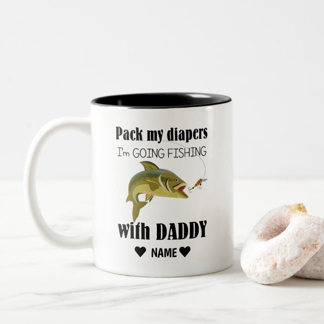 Pack meine Windeln, ich fische mit Papa Zweifarbige Tasse (Mit Donut)