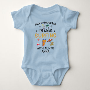Pack meine Windeln, ich gehe mit Tante surfen Baby Strampler