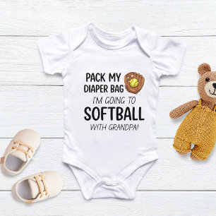 Pack My Diaper Bag Ich gehe Softball spielen mit O Baby Strampler