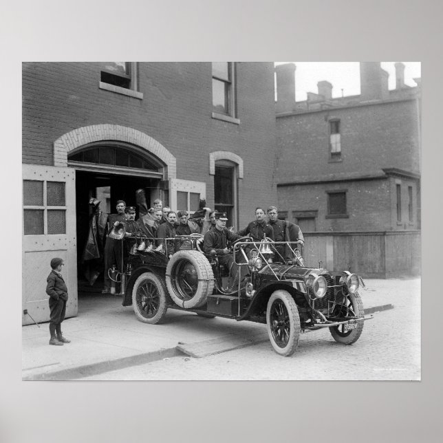 Packard Fire Squad, 1911. Altes Foto Poster (Vorne)