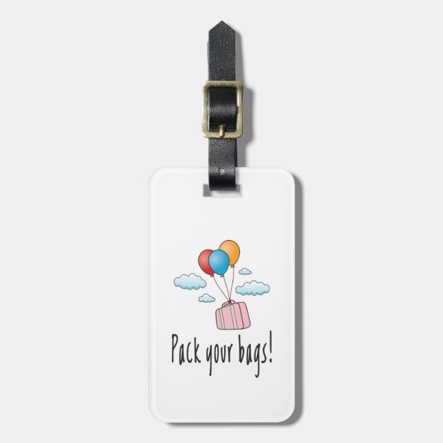 Packen Sie Ihr Gepäck und lass's go in den Urlaub Gepäckanhänger (Vorderseite vertikal)