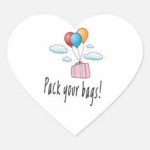 Packen Sie Ihr Gepäck und lass's go in den Urlaub Herz-Aufkleber