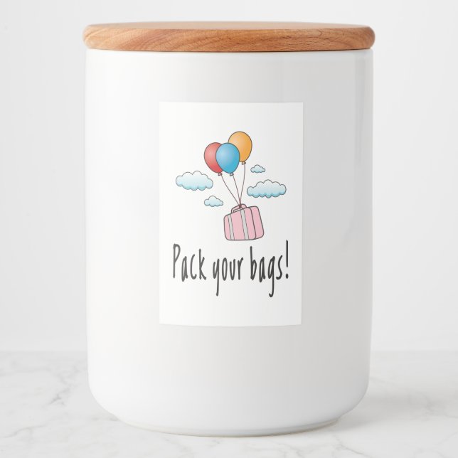 Packen Sie Ihr Gepäck und lass's go in den Urlaub Lebensmitteletikett (Vorderseite)