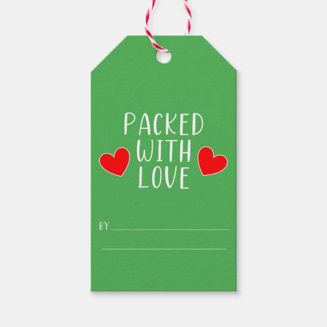 Packet mit Liebe-Geschenk-Tag Geschenkanhänger (Vorderseite)