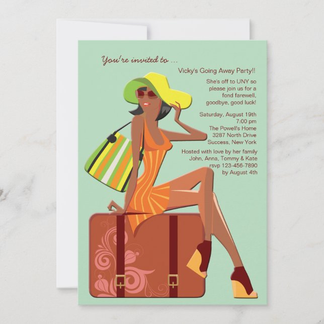 Packete meine Tasche weg Ebony Party Einladung (Vorderseite)