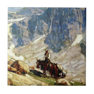„Packin’ In“ Western Art von Edgar Payne Fliese