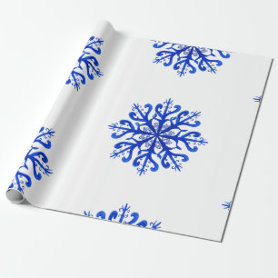 Packpapier-Aquarell-Schneeflocke-Weihnachten Geschenkpapier
