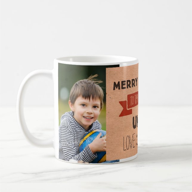 Packpapier-Foto-bester Onkel Christmas Mug Kaffeetasse (Links)