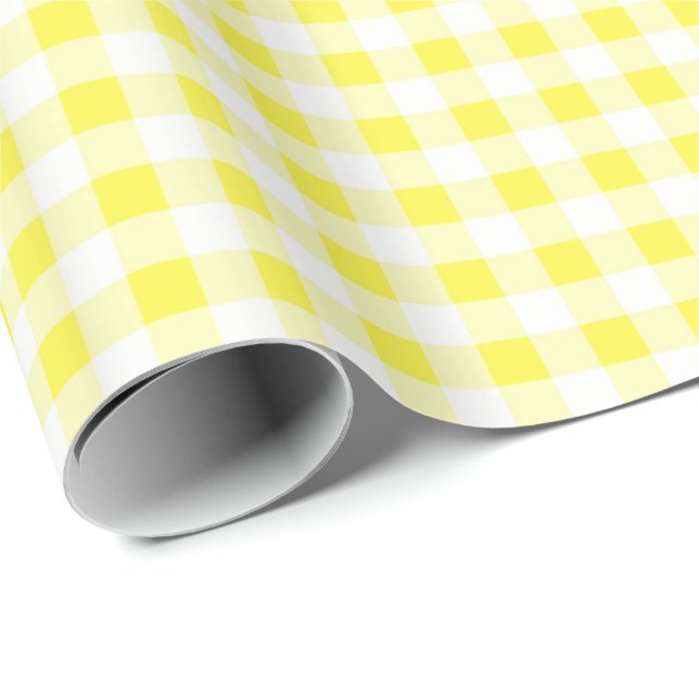 Packpapier, gelber Gingham Geschenkpapier (Rolleneckpunkt)