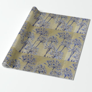 PACKPAPIER. GOLDENER U. LAVENDELAGAPANTHUS GESCHENKPAPIER