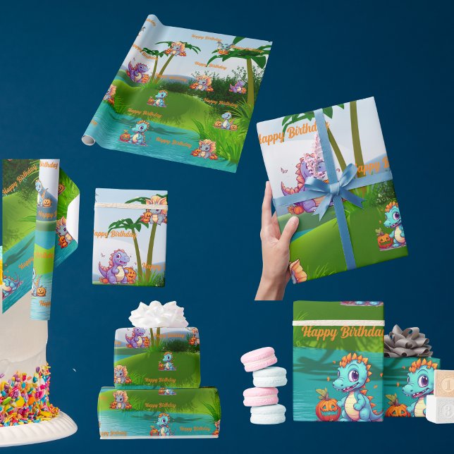 Packpapier Kindergeburtstag Geschenk Baby Dinosaur (Von Creator hochgeladen)