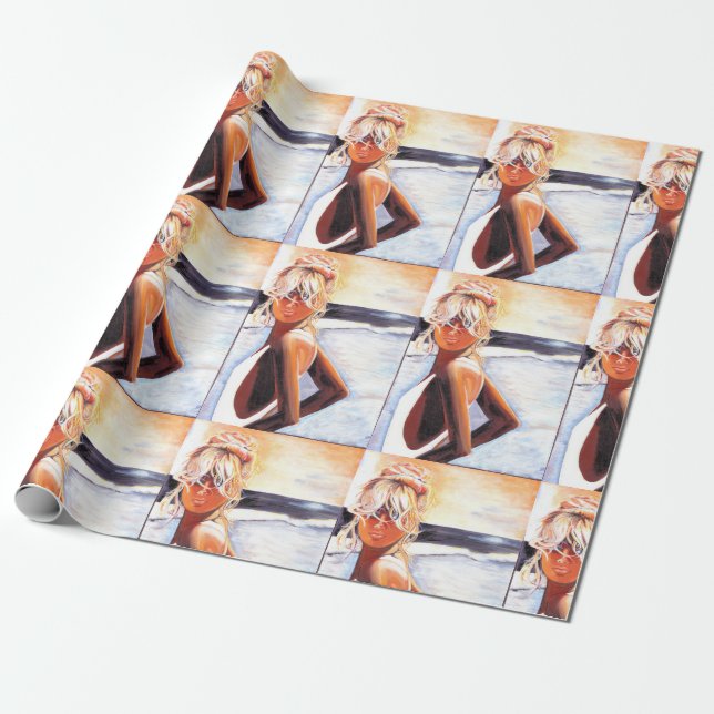 Packpapier - Sunset Beach Girl (Ungerollt)