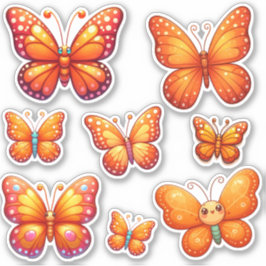 Packung lebendiger orangefarbener Schmetterlinge Aufkleber
