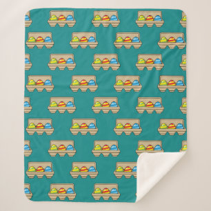 Packung mit bunten Ostereiern aus Cartoon Sherpadecke
