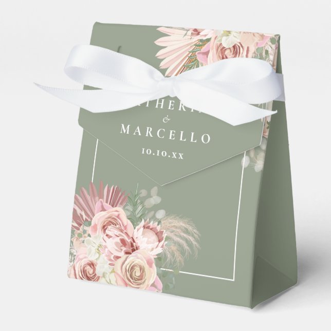 Packungsgröße Grüne Pampas Grass Boho Gastgeschenk Geschenkschachtel (Vorderseite)