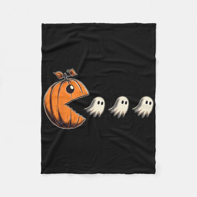 Pacween Lustiger Halloween-Kürbis-Geist-Chomp-Game Fleecedecke (Vorderseite)