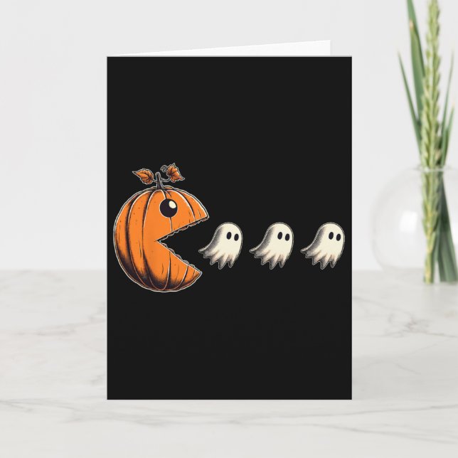 Pacween Lustiger Halloween-Kürbis-Geist-Chomp-Game Karte (Vorderseite)