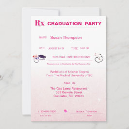 Pad-Abschluss für rosa ärztliche Verschreibung Einladung