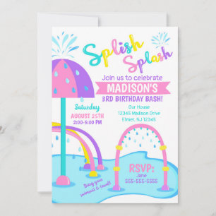 Pad Birthday Einladung / Wasserpark / Mädchen