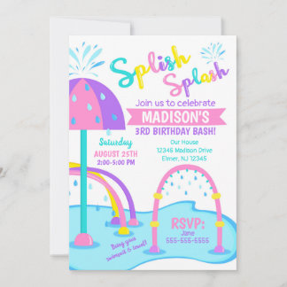 Pad Birthday Einladung / Wasserpark / Mädchen