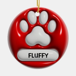 Pad Pet Print 3D Red White Name Personalisiert Keramik Ornament