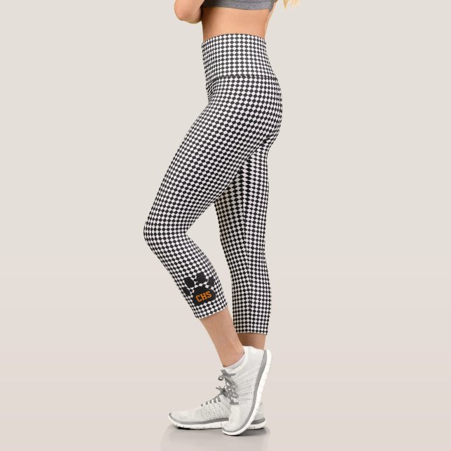 Pad Print INITIALS Checkerboard Team Spirit Fun Capri Leggings (Links)