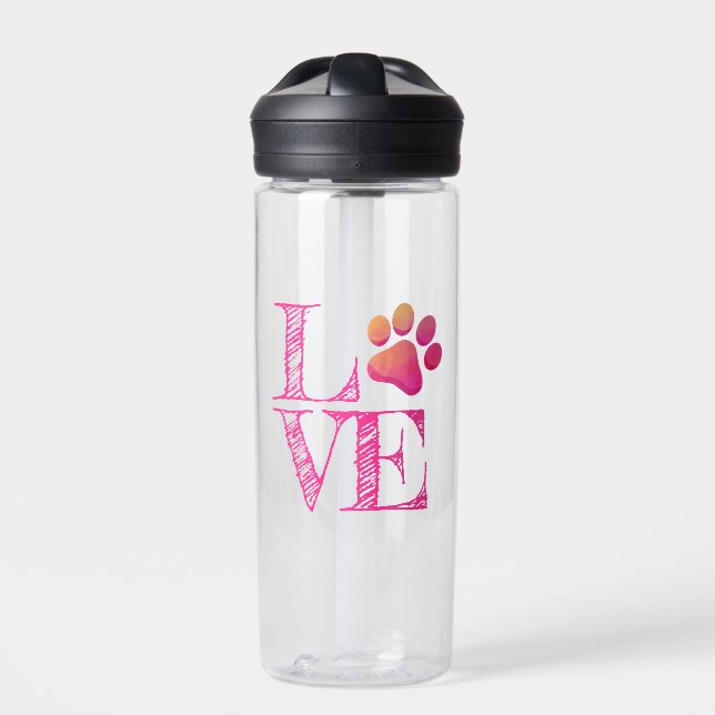 Pad Print LIEBE Rosa Orange Fun Family Pet Trinkflasche (Vorderseite)