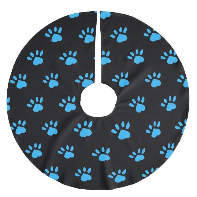 Pad Print Tree Skirt (Schwarz & Blau) Polyester Weihnachtsbaumdecke (Vorderseite)