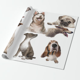 Pad-sitive Vibes Watercolor Hunde Wrapping Paper Geschenkpapier