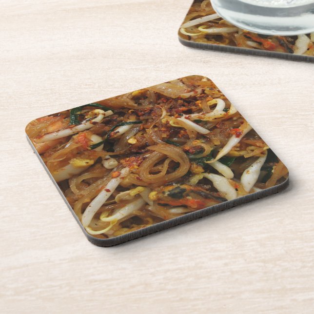 Pad Thai [ผั ด ท ย] Thailand Street Food Getränkeuntersetzer (Linke Seite)