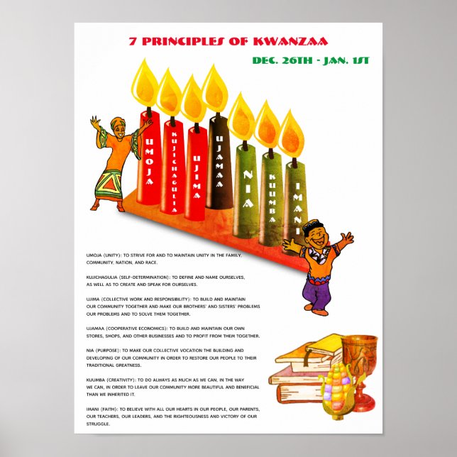 Pädagogisches KWANZAA-Poster 7 Grundsätze, Symbole Poster (Vorne)