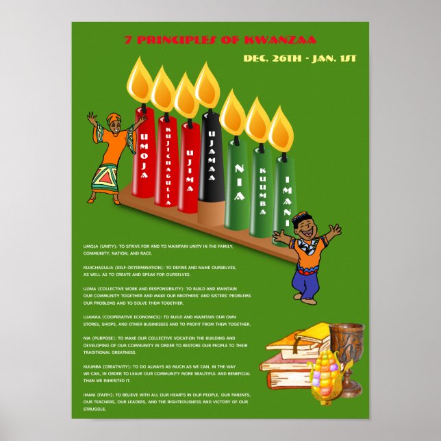 Pädagogisches KWANZAA-Poster 7 Grundsätze, Symbole Poster (Vorne)