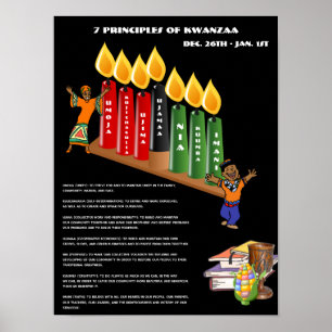 Pädagogisches KWANZAA-Poster 7 Grundsätze, Symbole Poster