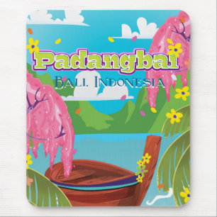 Padangbai Cartoon-Reiseplakat Kunst. Mousepad