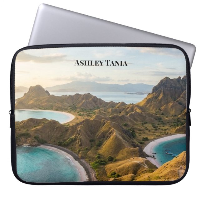 Padar-Insel Sonnenuntergangslandschaft Leinwand Laptopschutzhülle (Vorderseite)