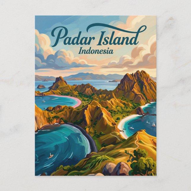 Padar Island Indonesia Postkarte (Vorderseite)