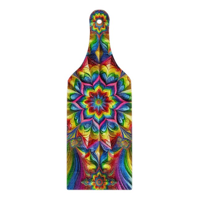 Paddel aus Glas LGBTQ Farben Schneidebrett (Vorderseite)