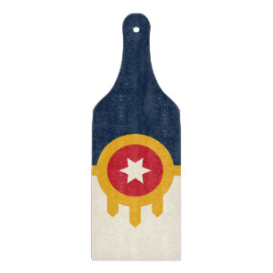 Paddel aus Glas mit der Flagge Tulsa, USA Schneidebrett