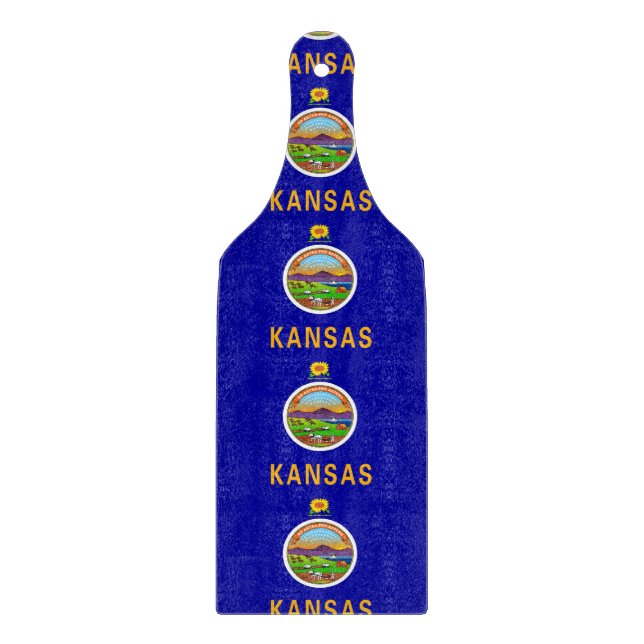 Paddel aus Glas mit Kansas-Flagge Schneidebrett (Vorderseite)