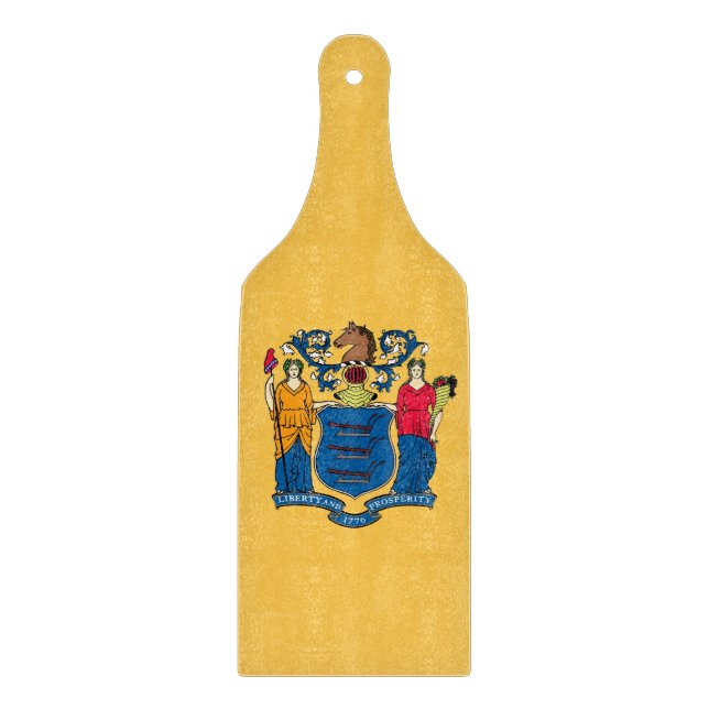 Paddel aus Glas mit New Jersey-Flagge Schneidebrett (Vorderseite)