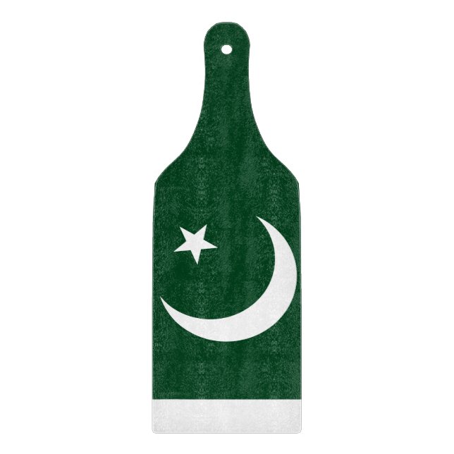 Paddel aus Glas mit pakistanischer Flagge Schneidebrett (Vorderseite)