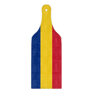 Paddel aus Glas mit rumänischer Flagge Schneidebrett