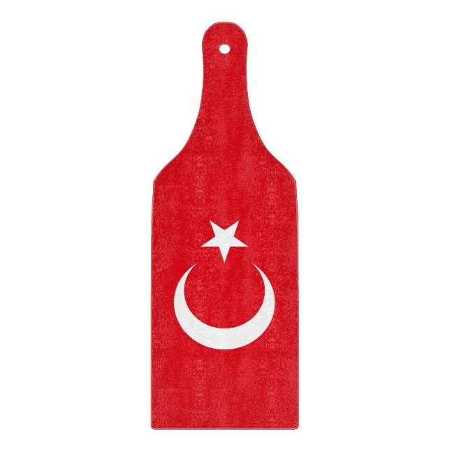 Paddel aus Glas mit türkischer Flagge Schneidebrett (Vorderseite)