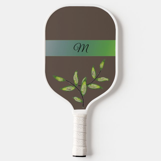 Paddel aus grünem Leaf Monogram Pickleball Schläger (Rückseite)