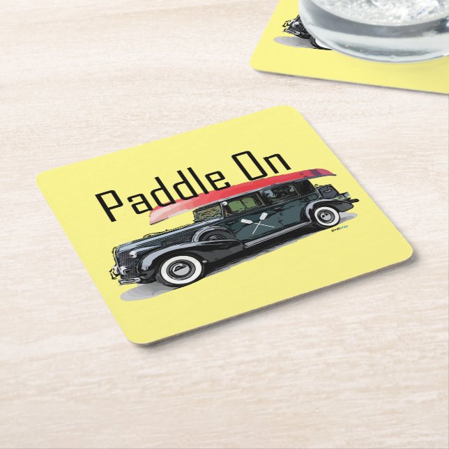 Paddel für klassische Autos - quadratischer Unters Rechteckiger Pappuntersetzer (angewinkelt)