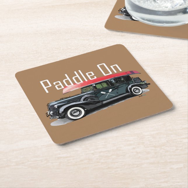 Paddel für klassische Autos - quadratischer Unters Rechteckiger Pappuntersetzer (angewinkelt)