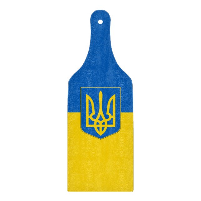 Paddel mit ukrainischer Flagge Schneidebrett (Vorderseite)