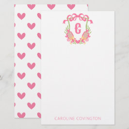 Paddel-Monogramm-Wappen für Rosa und Grüne Pickleb Briefpapier