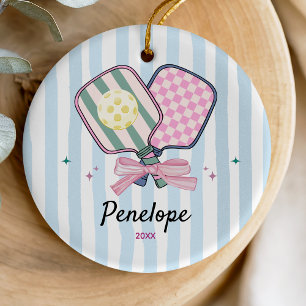 Paddel-Paddel für Pickleball-Girls personalisiert Keramik Ornament