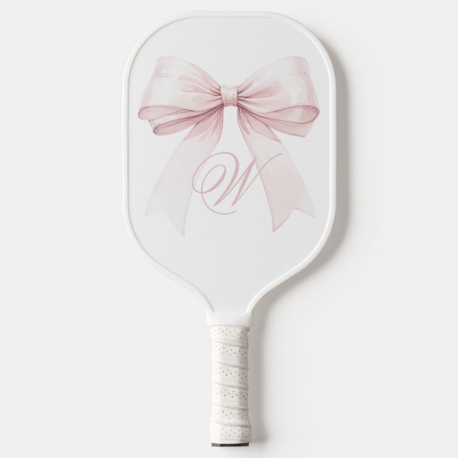Paddel-Paddel mit rosa Bow - Monogramm-Geschenk fü Pickleball Schläger (Vorderseite)